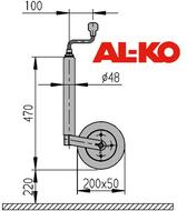 Опорное колесо AL-KO 150 кг (200х50) без хомута низкое арт. 1222434